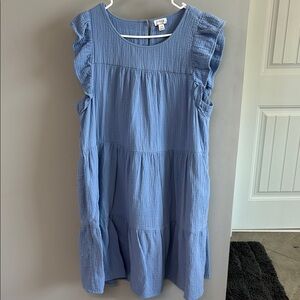 J. Crew Light Blue Tiered Dress